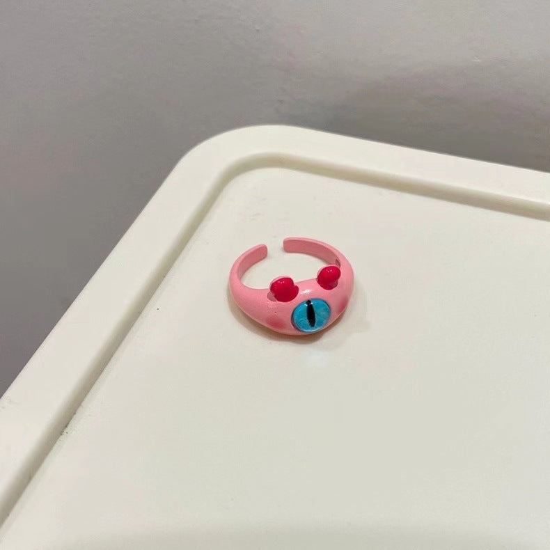 Funny Little Monster Ring Childlike Cute One-Eyed Ins Student Children Girlfriends Couple Gifting New