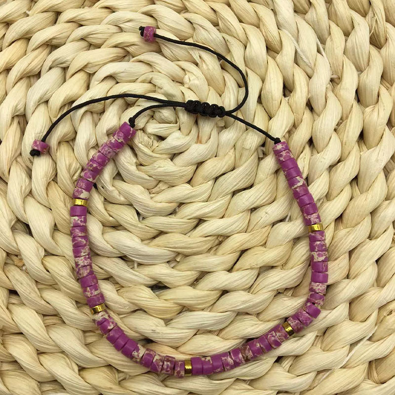 Adjustable Natural Stone Spacer Beads Woven Bracelet Size Fashion Women's Handstring Woven Handstring