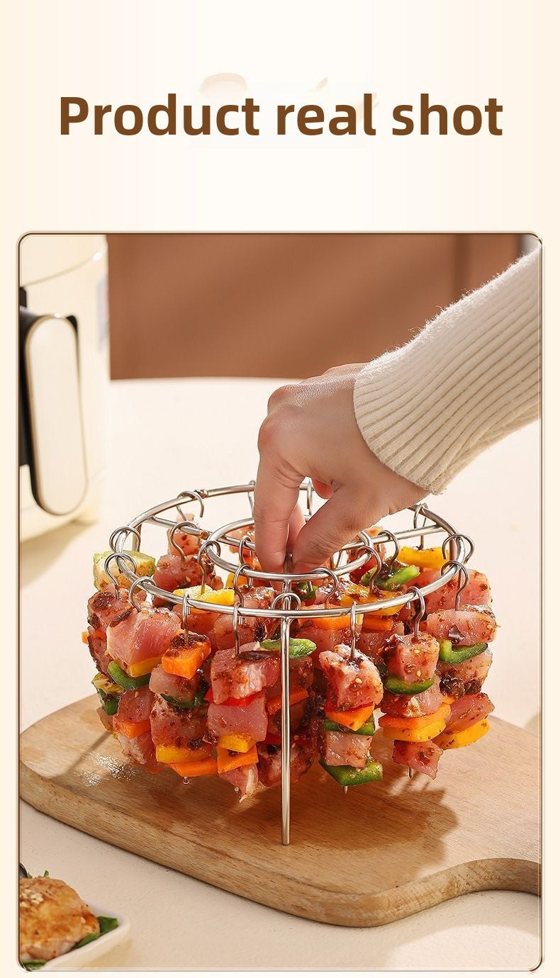Stainless Steel Skewer Rack Grill Air Fryer Oven New Model Round Vertical 24-Skewer Hanging Grill Oven