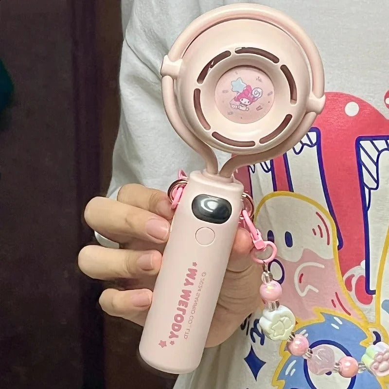 10000 Ma Sanrio Usb Folding Handheld Mini Fan Kuromi Pachacco Portable Hanging Neck Fan Bladeless Ultra-quiet Strong Breeze Fans