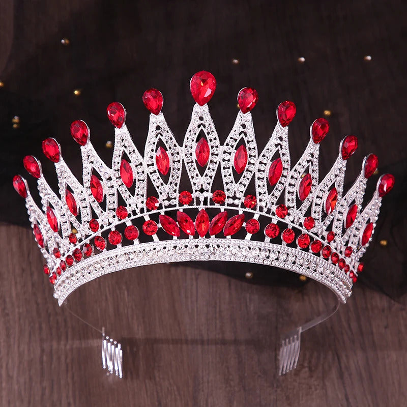 Royal Queen Purple Crown Big Diadem Bride Tiara Crowns for Women Bridal Wedding Party Combs Crown Hair Dress Jewelry Accessori