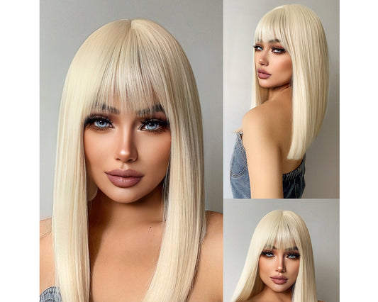 Wholesale European and American Cross-border Wigs Straight Hair Girl Group Daily Natural Full Bangs Full Head Wig Fashion JK Realistic Synthetic Hair