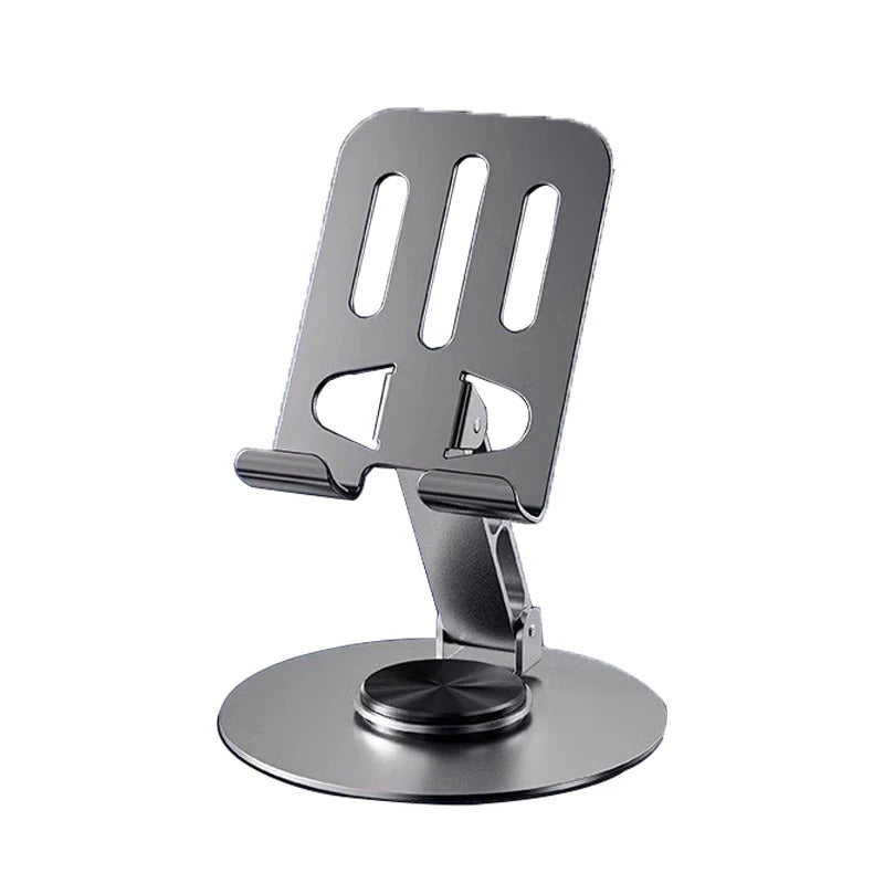 Adjustable Cell Phone Stand, Aluminum Desktop Cellphone Stand with Anti-Slip Base and Convenient Charging Port