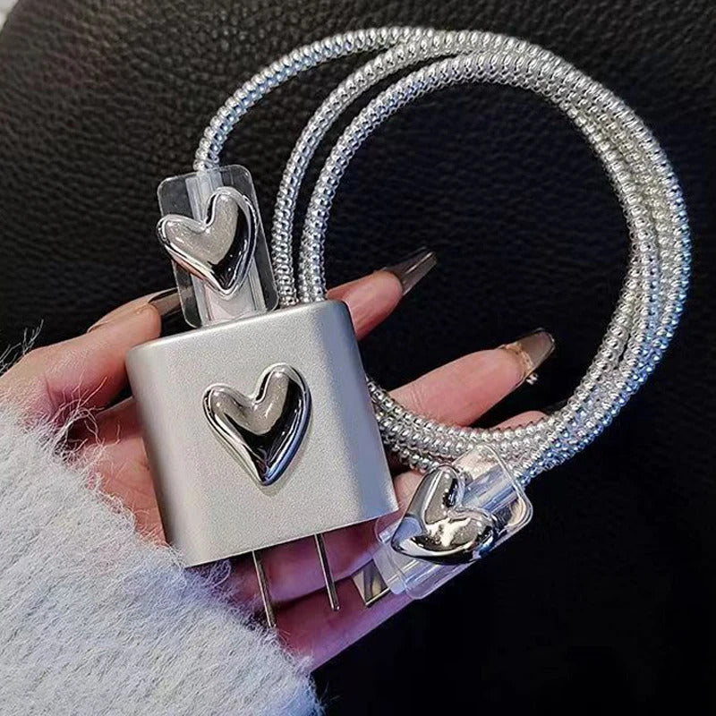 3D Pink Bow Cable Charger Protector Cover For IPhone IPad 18W 20W Original Charger 2024 New Data Line Spiral Winder Protective