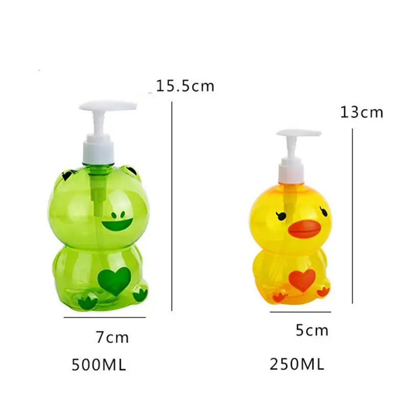 250/500ml Frog Duck Shape Portable Soap Dispenser Child Cute Animal Press Type Split Empty Shampoo Container