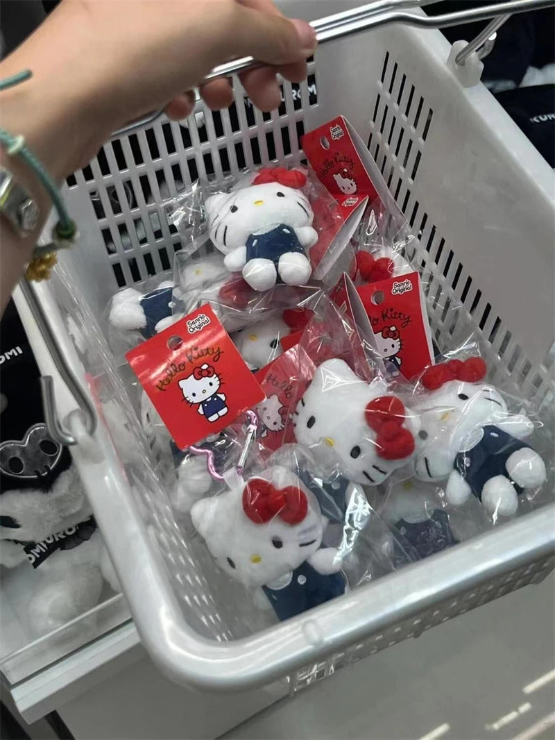 Sanrio Hello Kitty Plush Doll Keychain Love Knot Kitty Cat Cute Cartoon Plush Keychain Pendant Bag Accessories Gifts