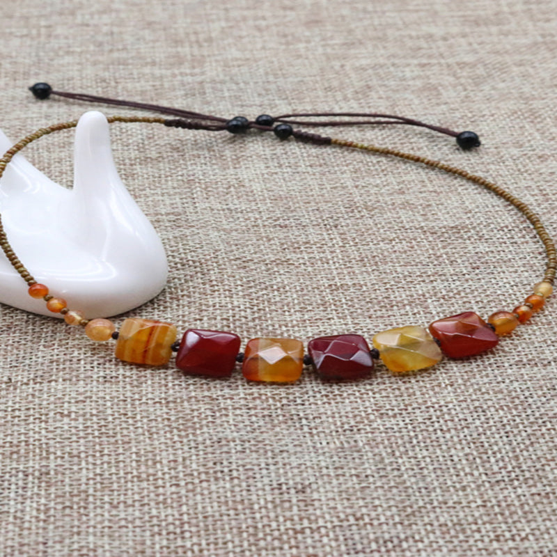 Natural Agate Clavicle Chain Neck Necklace Women's Neck Pattern Neck Chain