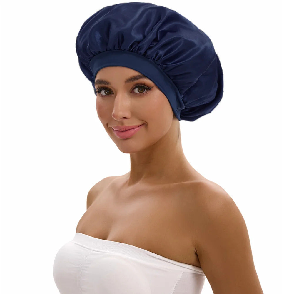 Satin Bonnet with a Wide Brim Perfect for Everyday Use During Showers.