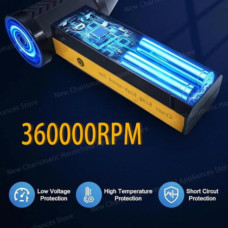 New 360000RPM Electric Air Blower Turbo Jet Fan Brushless Motor High-Speed Turbo Violent Fan USB Charge Powerful Dust Blower