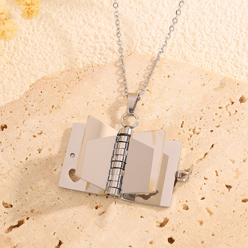 Titanium Steel Women's Love Letter Necklace Openable Pendant Couple New Style Personality Temperament Necklace Clavicle Chain
