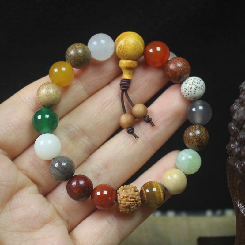 Lingyin New Eighteen Seeds Bodhi Bracelet for Men and Women Couples Bracelet Eighteen Seeds Buddha Beads 18 Seeds Multi-Treasure Bodhi