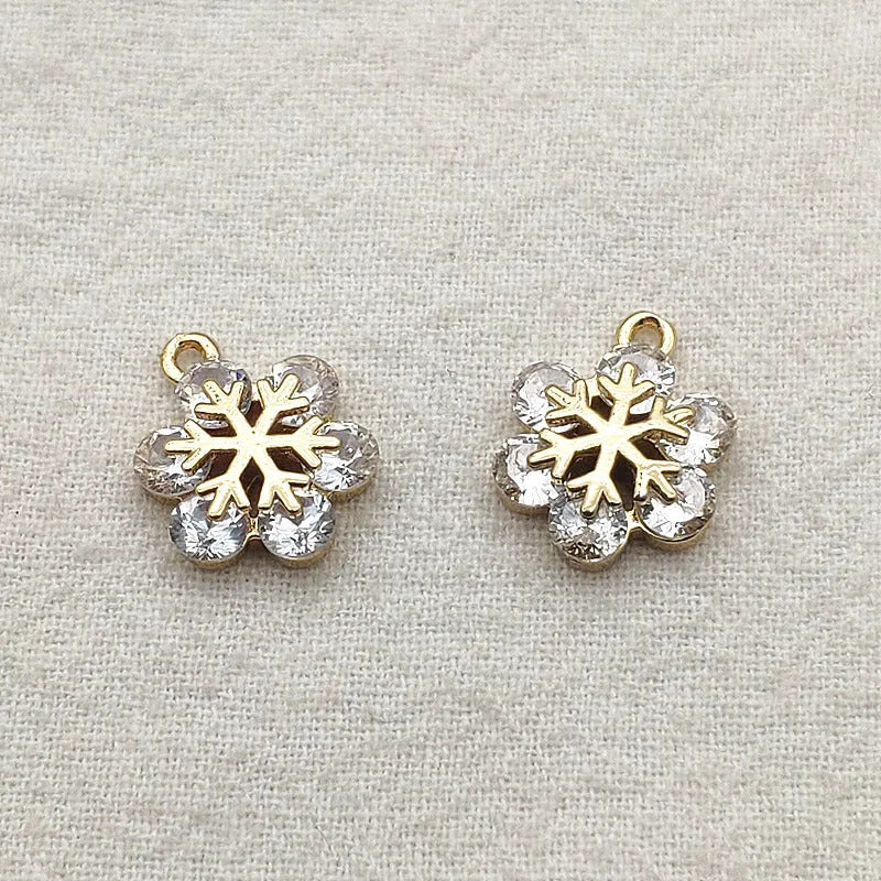New Arrival! 15x12mm 50pcs Cubic Zirconia Snowflake Charm For Handmade Christmas Jewelry Earring Necklace Parts DIY Accessories