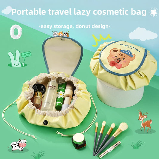Cute and Lazy Cosmetic Bag Drawstring Bag Large Capacity Portable Cord-Pull Bag Drawstring Skin Care Products Buggy Bag Wash Bag