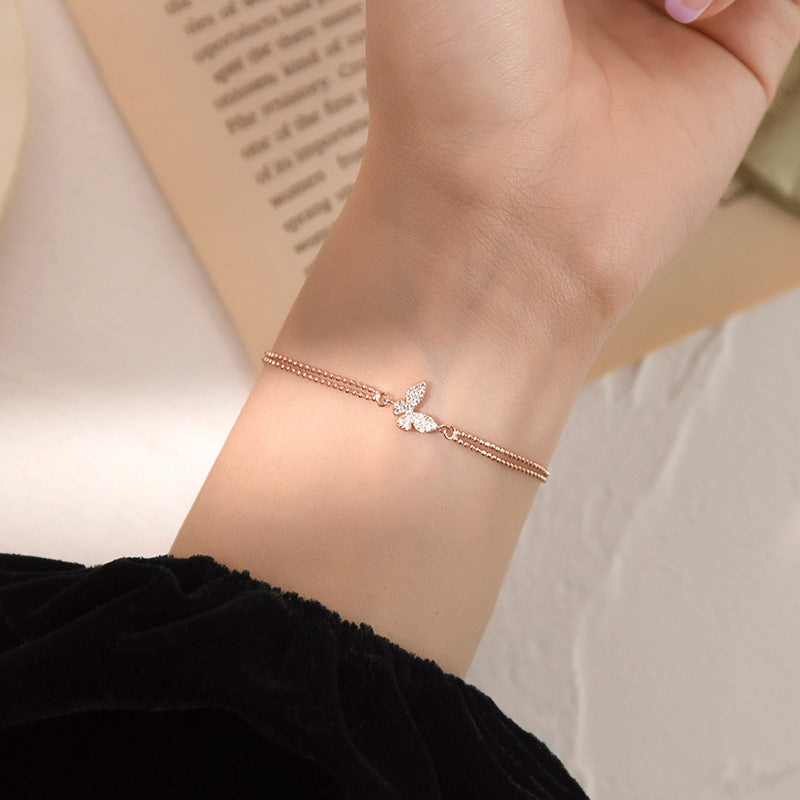 Love Fringed Zircon Bracelet for Women 2025 New Light Luxury Minority High-End Fashion All-Match Temperament Bracelet Necklace