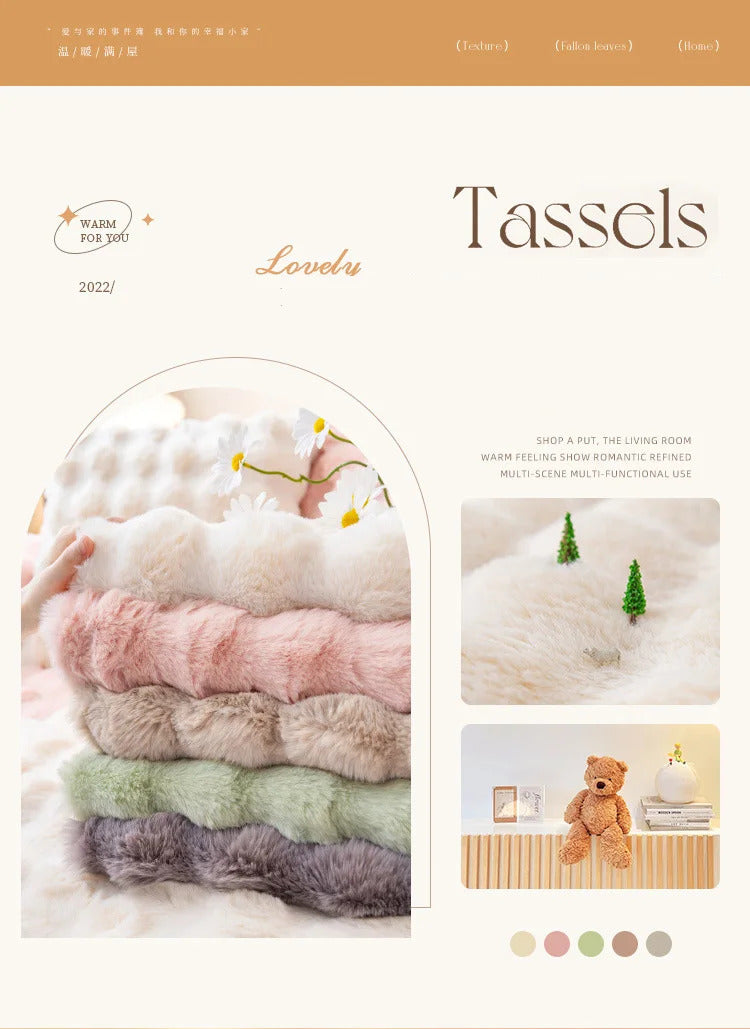 Rabbit Plush Sofa Cover Winter Thickening Warm Plush Cushions Non-Slip Living Room Leather Sofa Backrest Armrests Super Soft