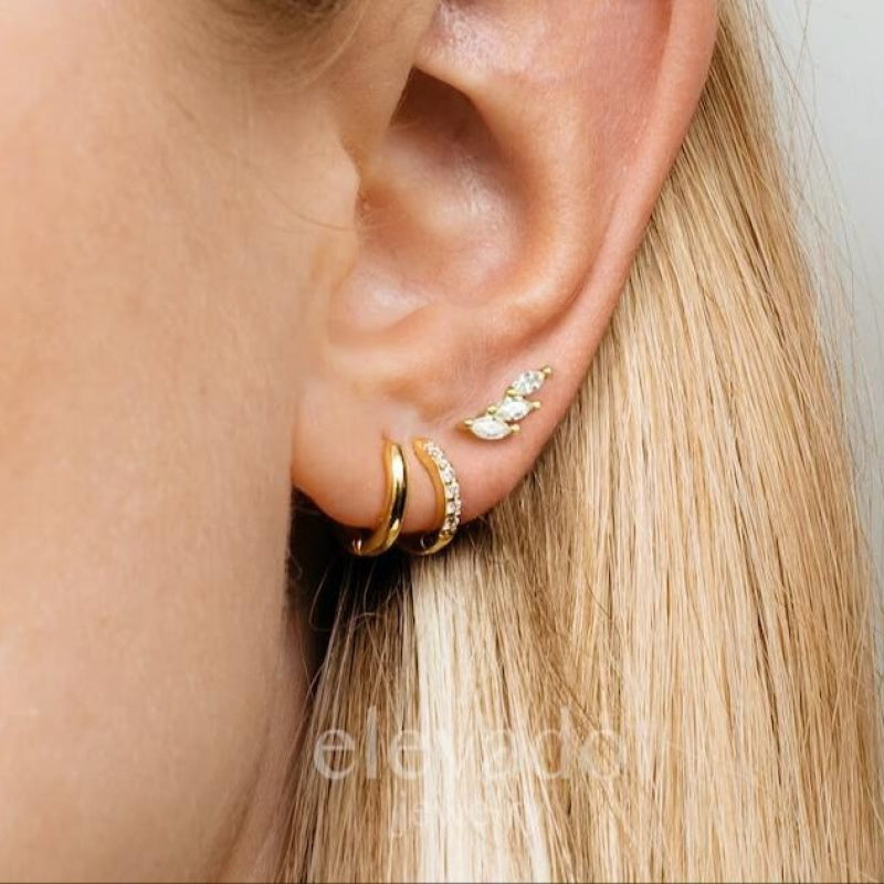 Ear Buckle Copper Plated Real Gold Micro-inlaid Zircon Fashion Women's Earrings Ear Buckle suit Earrings