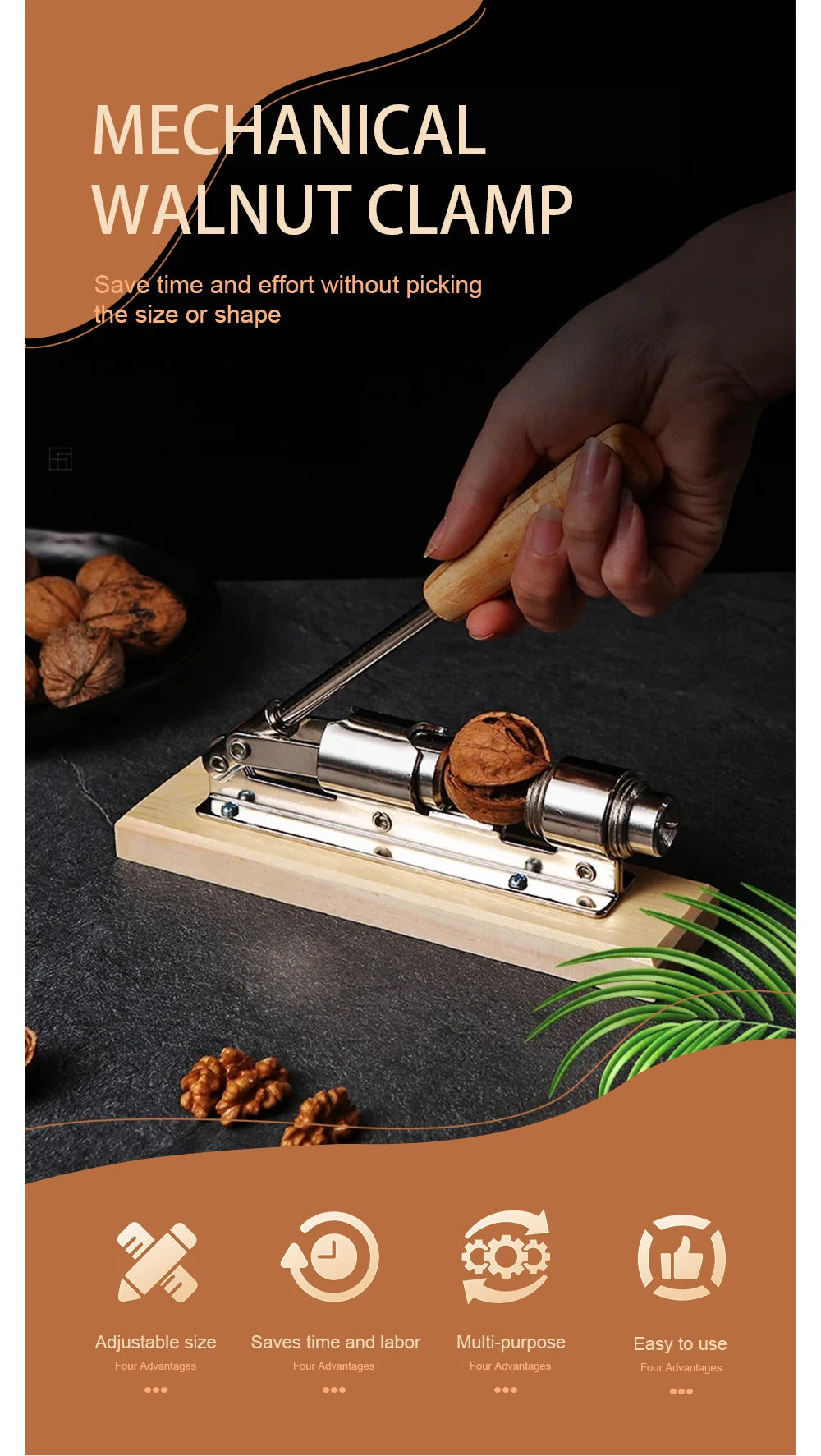 Manual Nut Cracker Stainless Steel Mechanical Sheller Kitchen Tools Pecan Filbert Walnut Nutcracker Fast Opener Nutcracker Clamp