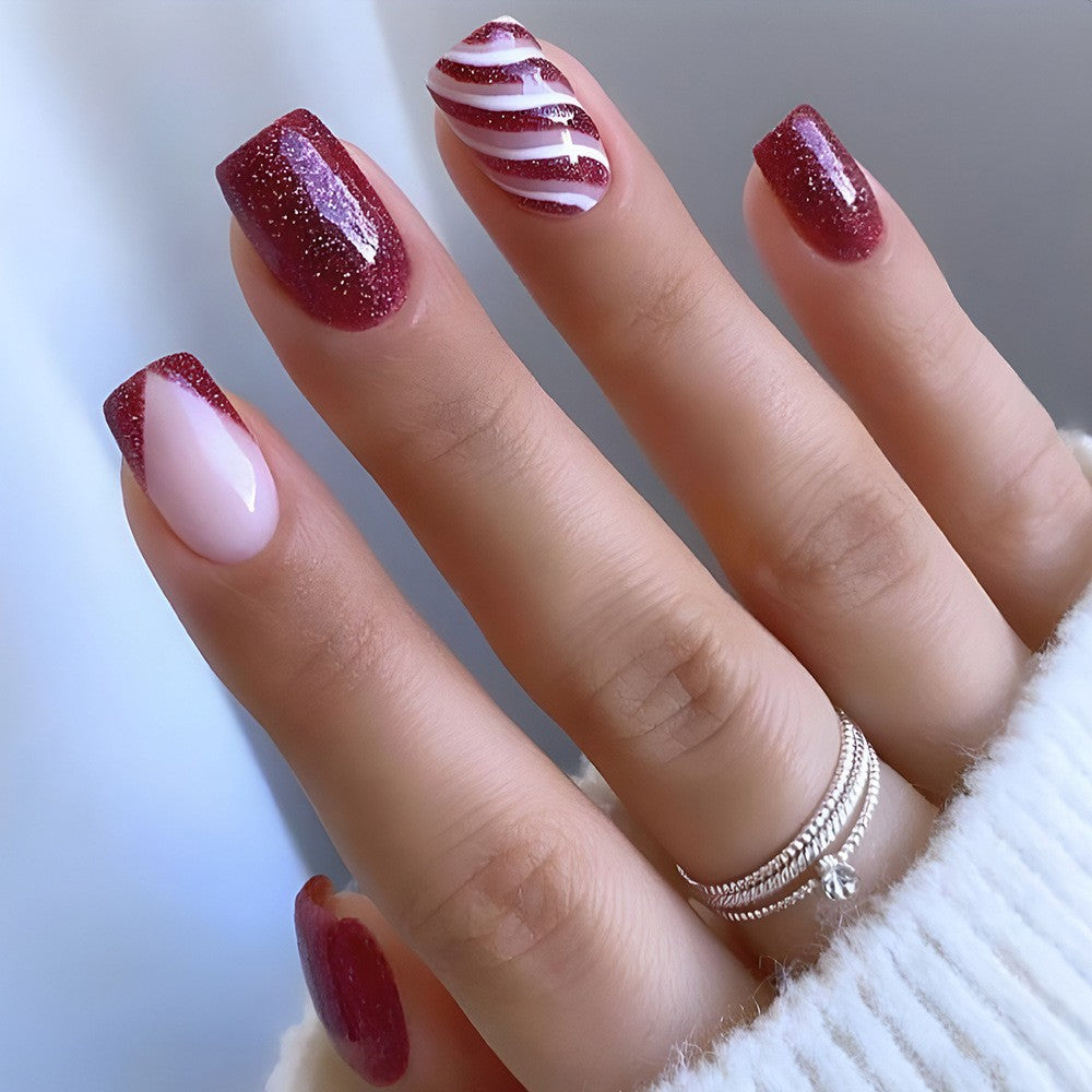 Christmas Wearable Nails Fake Nails Nail Tips Manicure Christmas Hot Press-on Fake Nail Stickers