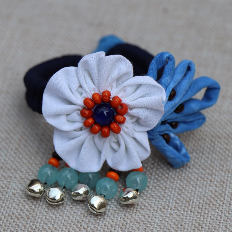 Blue Tie Dye Cloth Bracelet Dali Lijiang Hot Sale Hand-stitched Flower Fabric Bracelet Bracelet