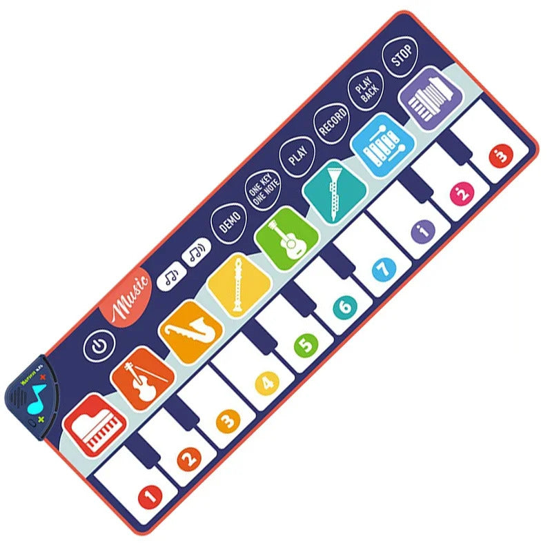 110x36cm Musical Piano Mat Toddle Mat Musical Carpet Toddlers Keyboard with 8 Dinosaur Sounds Baby Mat Educational Toys for Kids