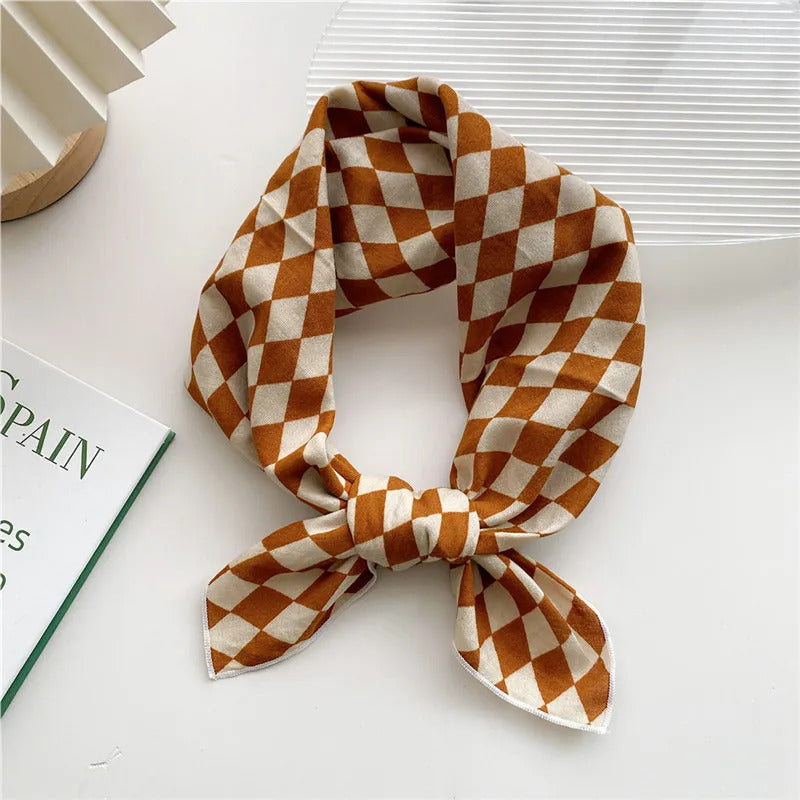 Cotton Linen 55cm Square Scarf Women Kerchief Flower Print Geometric Neckerchief Scarves  Headwrap Bandanas Hairband Headbands