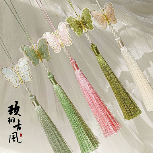 Ancient Style New 22-Color Embroidery Butterfly Tassel Hanfu Horse-Face Skirt National Style Children's Clothing Small Tassel Decorative Pendant