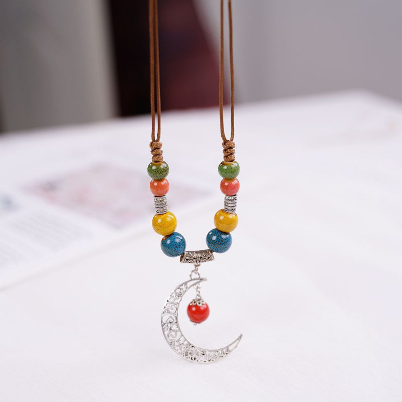 Jingdezhen Ceramic Necklace Women's Light Luxury Niche Autumn and Winter Sweater Necklace