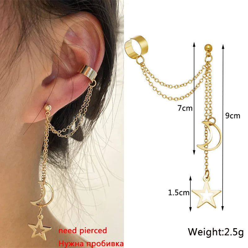 New Gold Color Metal Ear Cuff Non-Piercing Ear Clips Fake Cartilage Earrings Clip Earrings For Women Men Wholesale Ear Jewelry