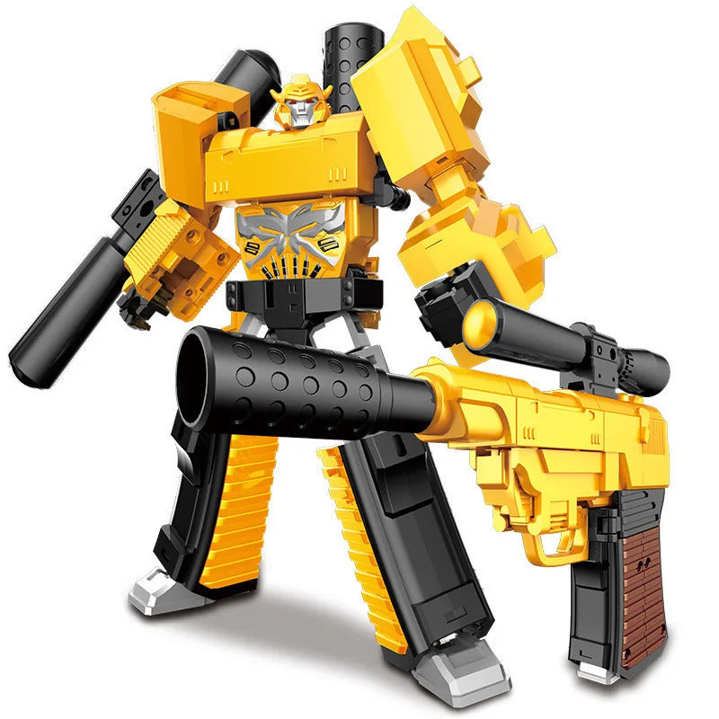 Children Action Figure 2in1 Transforming Robot Gun Toy Transforming Robot Figure Multi Articulated Joints Boys Collection Gifts