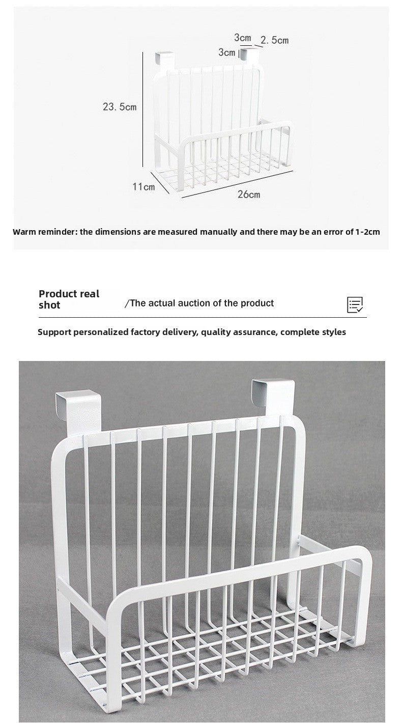 Home Storage Door Rear Hanging Basket Kitchen Condiment Storage Rack Cleaning Cloth Storage Basket Cloth Rack Iron