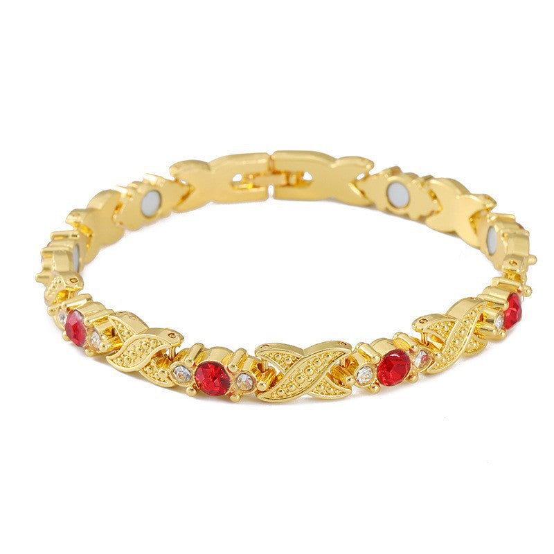 Cross-Border Hot European and American Fashion Detachable Energy Magnet Bracelet Environmental Protection Alloy Diamond Adjustable Women's Bracelet