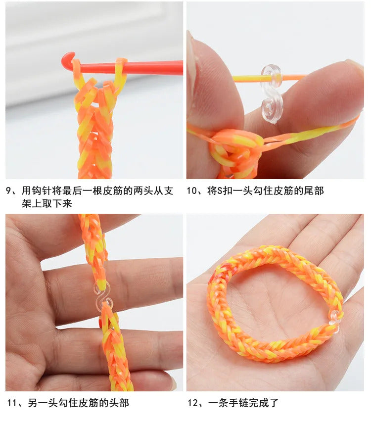 600pcs Rubber Bands Creative Colorful Loom Band Set Rainbow Bracelet Making Kit DIY Woven Bracelets Craft Toys For Girls Gifts