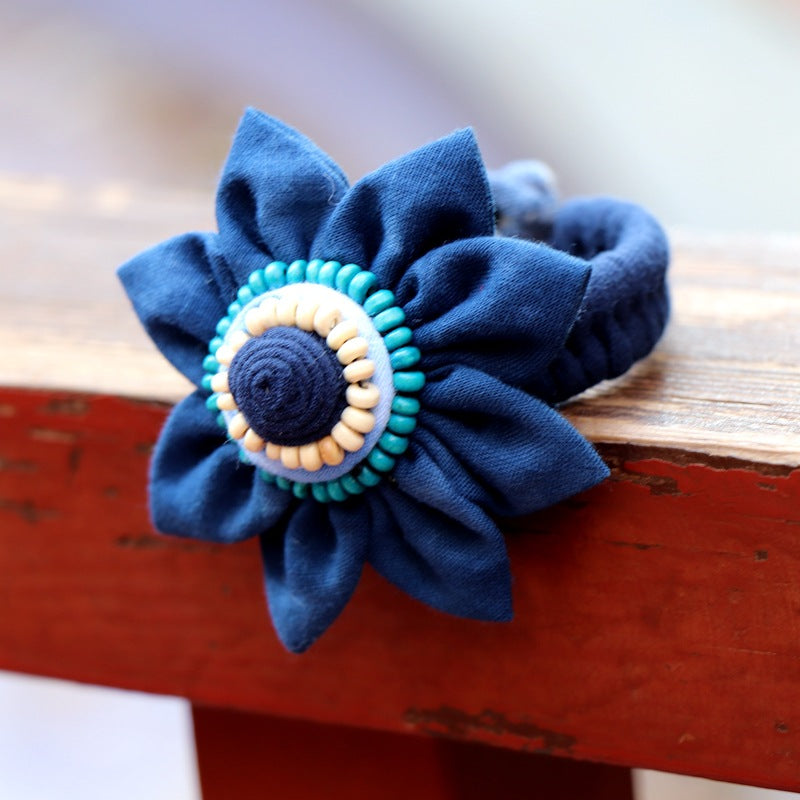 Blue Tie Dye Cloth Bracelet Dali Lijiang Hot Sale Hand-stitched Flower Fabric Bracelet Bracelet