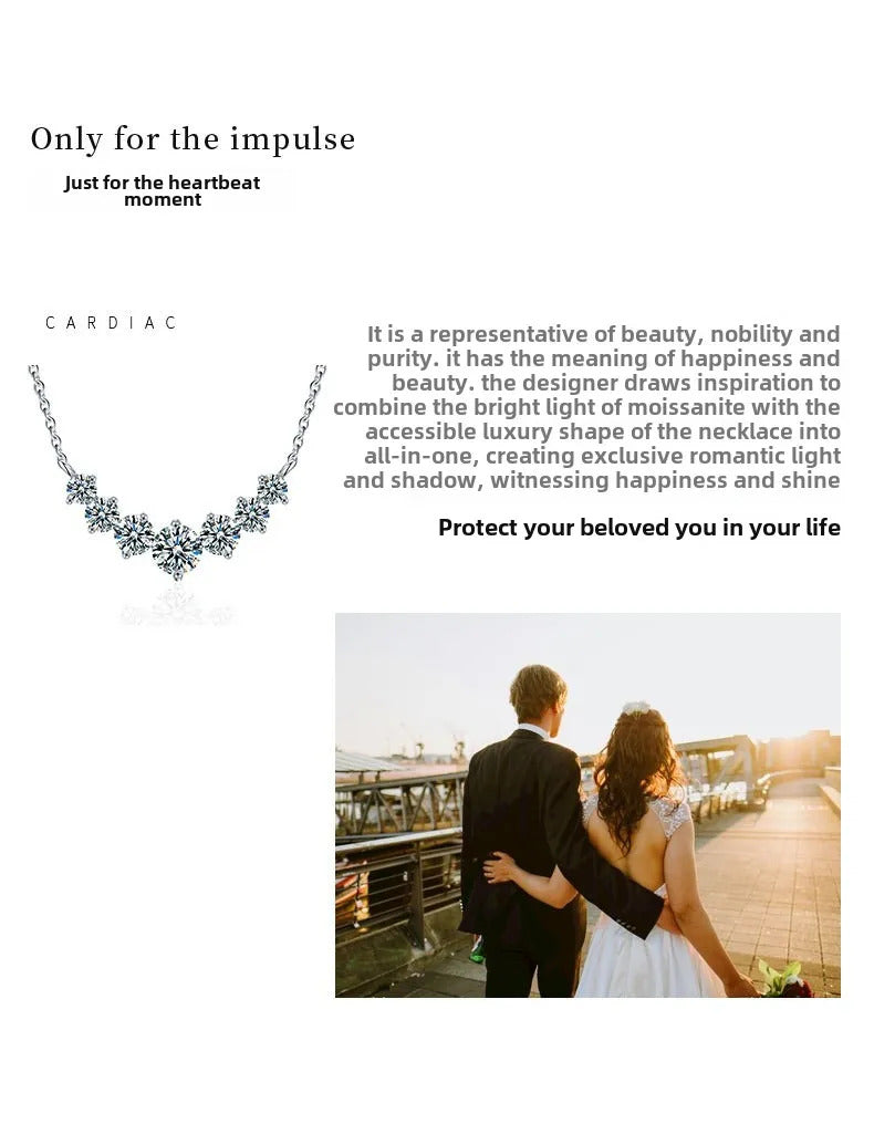 S925 Sterling Silver 2.8CT Moissanite Necklace 'Smiling Princess' Dainty Collarbone Chain Elegant Versatile Jewelry Accessory