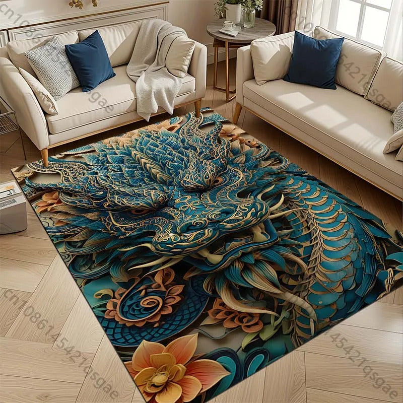 1PC Domineering Oriental Dragon Print Rug Carpets for Bedroom Living Room Sofa Mat Door Mat Dressing Room Rugs for Gifts