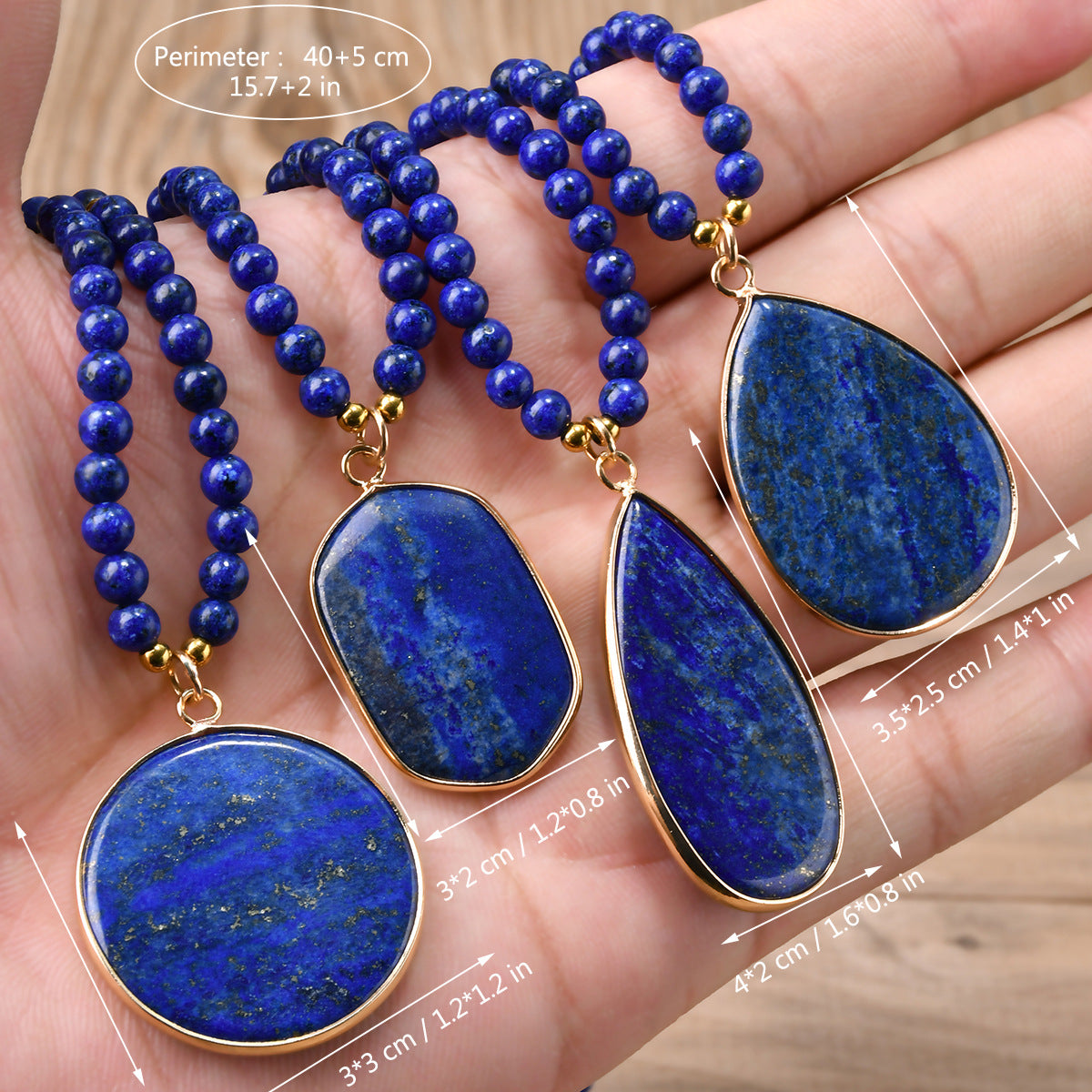 Lapis Lazuli Beaded Necklace for Women, Light Luxury High-End Water Drop Pendant Necklace Jewelry