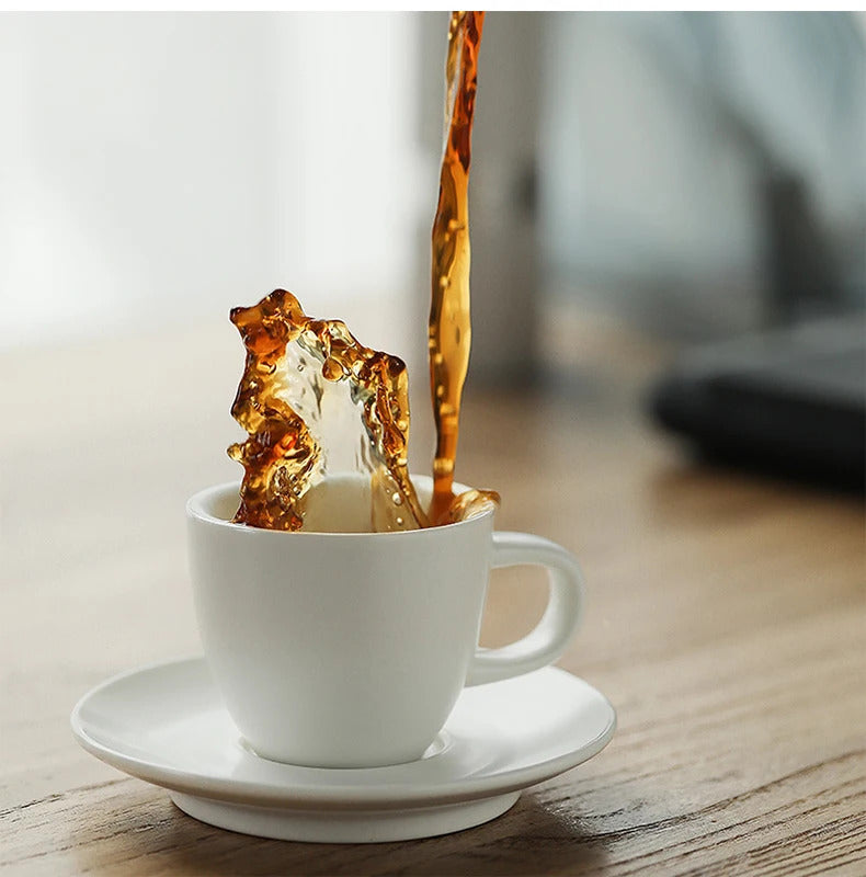 MHW-3BOMBER Espresso Cup with Saucer Set Latte Art Mugs Coffee Mug 80ml Ceramic Espresso Shot Cup Barista Accessories