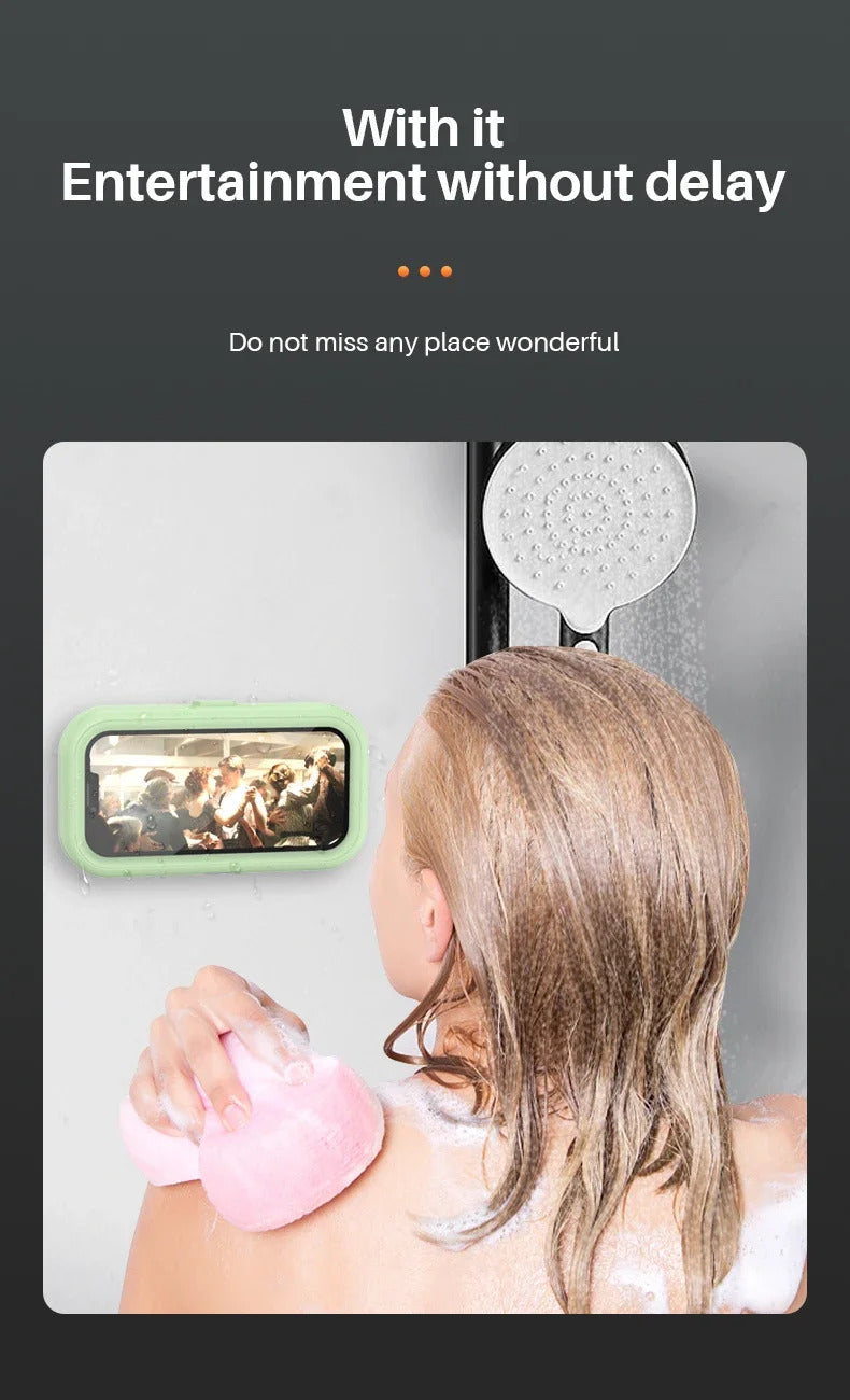 New Rotation Waterproof Bathroom Phone Wall Mount Holder Adjustable Shower Phone Case Stick on Wall Bathroom Toilet Phone Holder