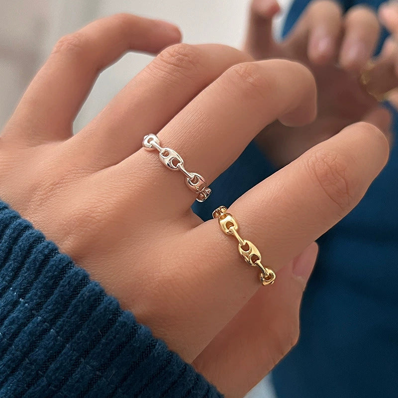 Sand Gold Opening Adjustable Frosted Ring Women's Fashion Sweet Light Luxury Niche Exquisite Ring Ancient Design