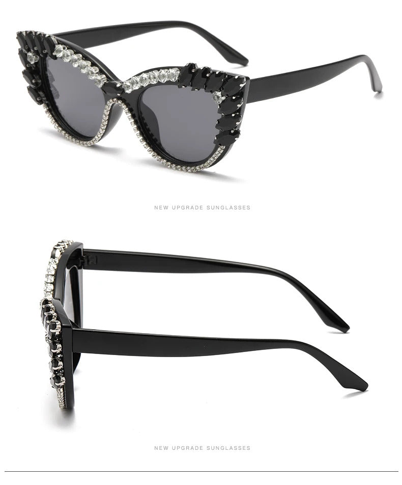 New Personality Fashion Cat Eye Colorful Big Diamond Glasses Droplet shaped Sunglasses Cat Eye Diamond Sun Glasses