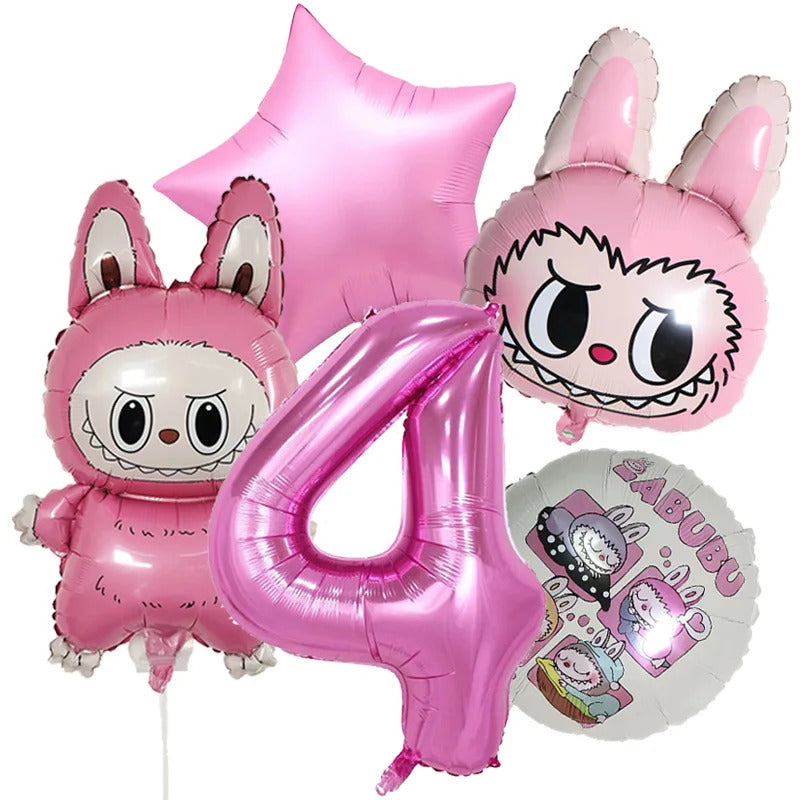 Cartoon Labubu Monster Balloons Set Pop Marts Number 1-10 Birthday Aluminum Film Balloon Kids Party Decoration Room Decor Gift