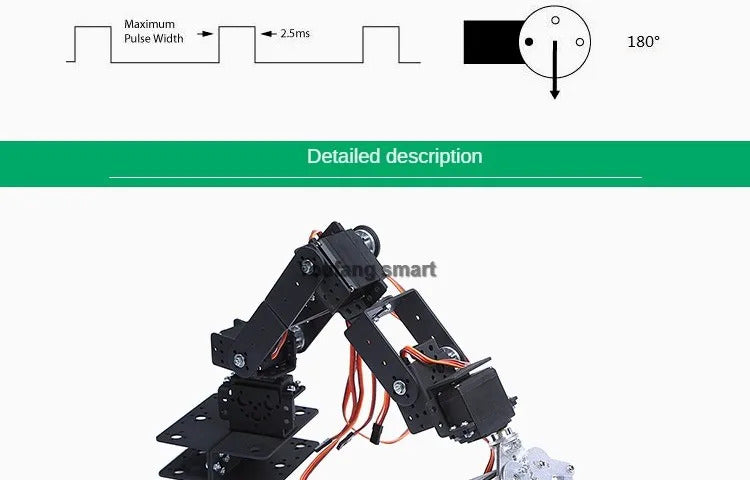 6 DOF Robot Arm Kit Manipulator Metal Alloy Mechanical Arm Clamp Claw Kit MG996 Robot DIY kit with Open Source Code and Tutorial