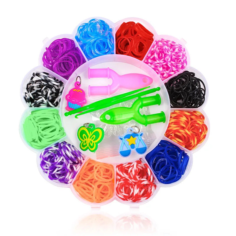 600pcs Rubber Bands Creative Colorful Loom Band Set Rainbow Bracelet Making Kit DIY Woven Bracelets Craft Toys For Girls Gifts