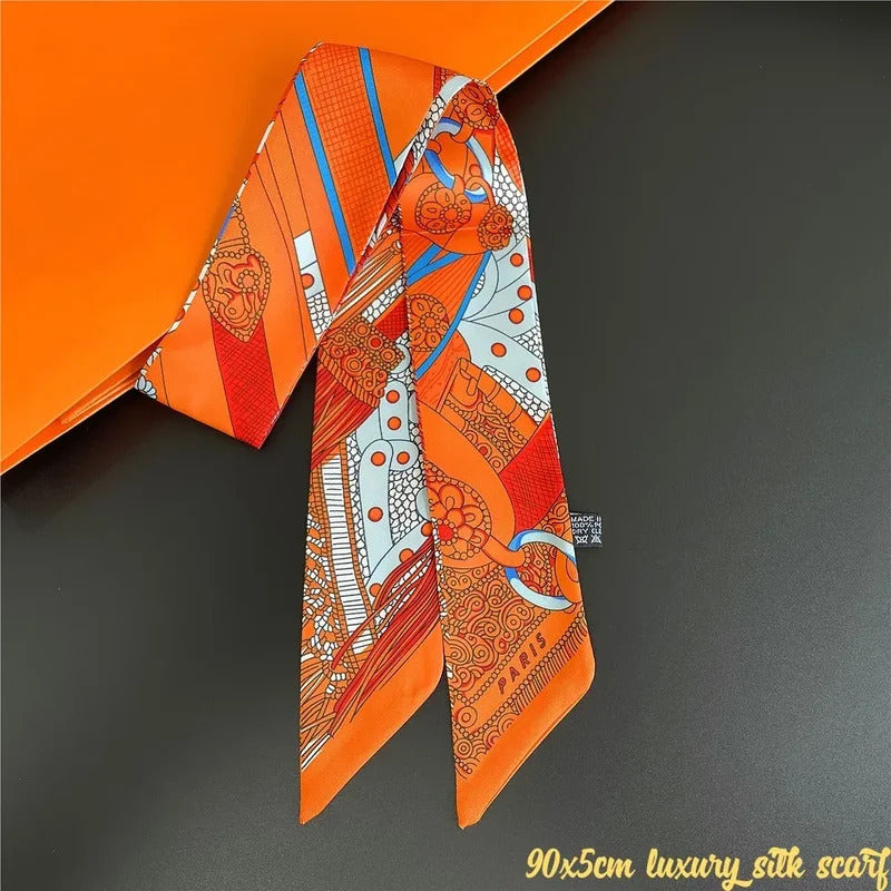 Fashion New Women's Twill Decorative Ribbon Small Scarf Binding Bag Handle Ribbon Hair Band Small Scarf Headband Scarf for Women