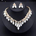 Gorgeous Crystal Bride Jewelry Sets for Women Luxury Flower Choker Necklace Earrings Wedding Dress Bridal Necklace Sets Fashion