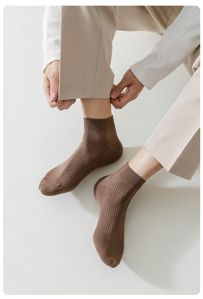 Socks Men's Spring and Summer Thin genuine goods Cotton Double Needle Drawable Mid-Tube Socks Anti-Bacterial Odor Bone-Free Sweat-Absorbing Men's Socks