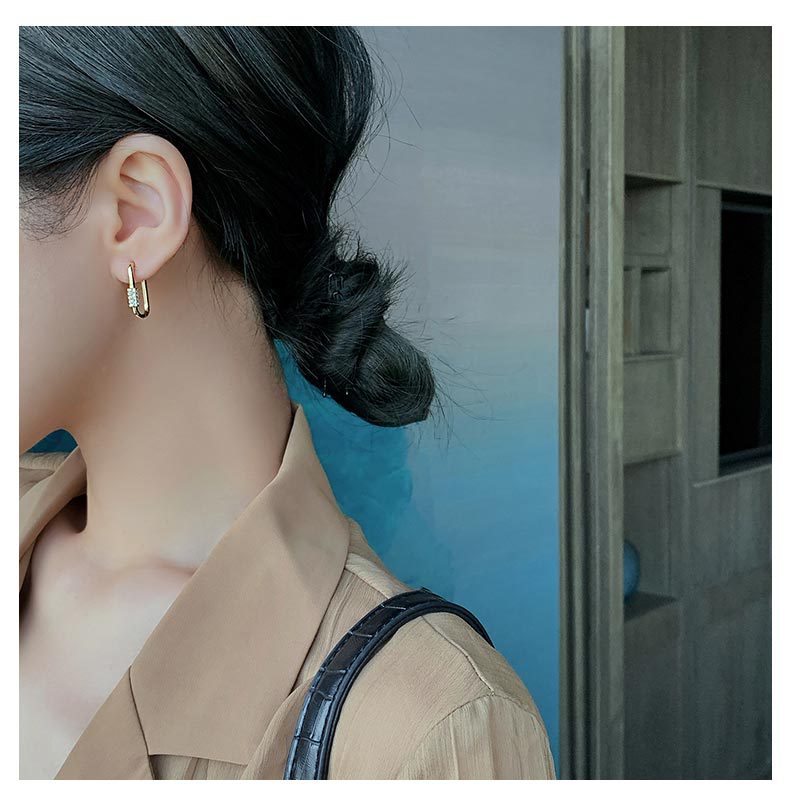 Metal Big Circle Earrings Women's Hong Kong Fashion Women's Ear Jewelry S925 Silver Needle