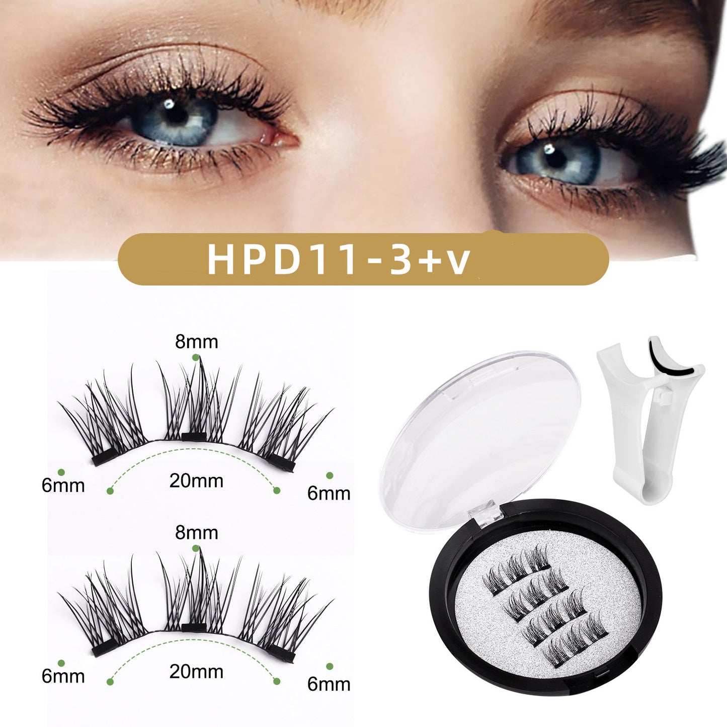 Foreign Trade Hot-Selling Magnetic False Eyelash Set 3D Magnetic Eyelashes No Glue No Removal Magnetic False Eyelashes Factory Direct