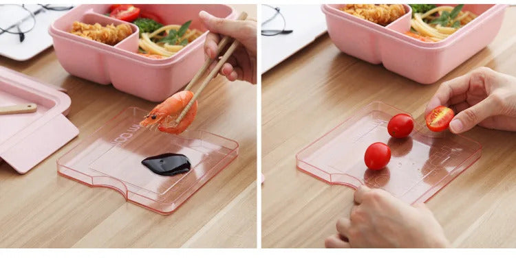 1100ML Lunch Box For Kids School Adults Office Wheat Straw Microwave Picnic Storage Portable Big Bento Box With Spoon Chopsticks