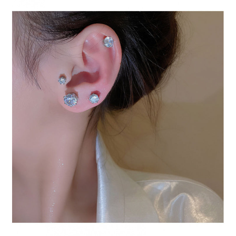 Non-Pierced Magnetic Zircon Ear Studs Design Sense Niche Temperament Magnetic Earrings for Women Hot Style Internet Celebrity Ear Jewelry